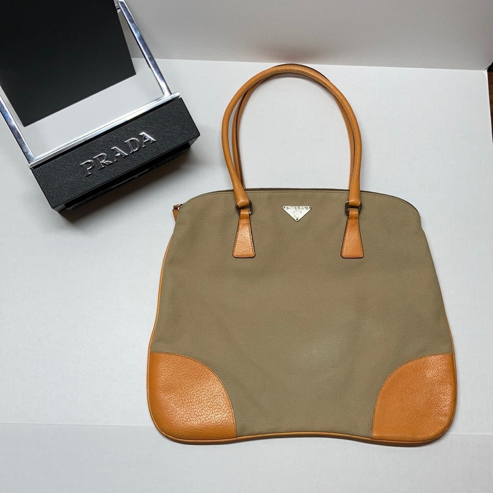 Prada Canvas & Leather Shoulder Bag